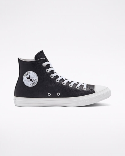 Converse Seasonal Color Leather Chuck Taylor All Star Női Magasszárú Fekete/Fehér | HKAFCJD-HU